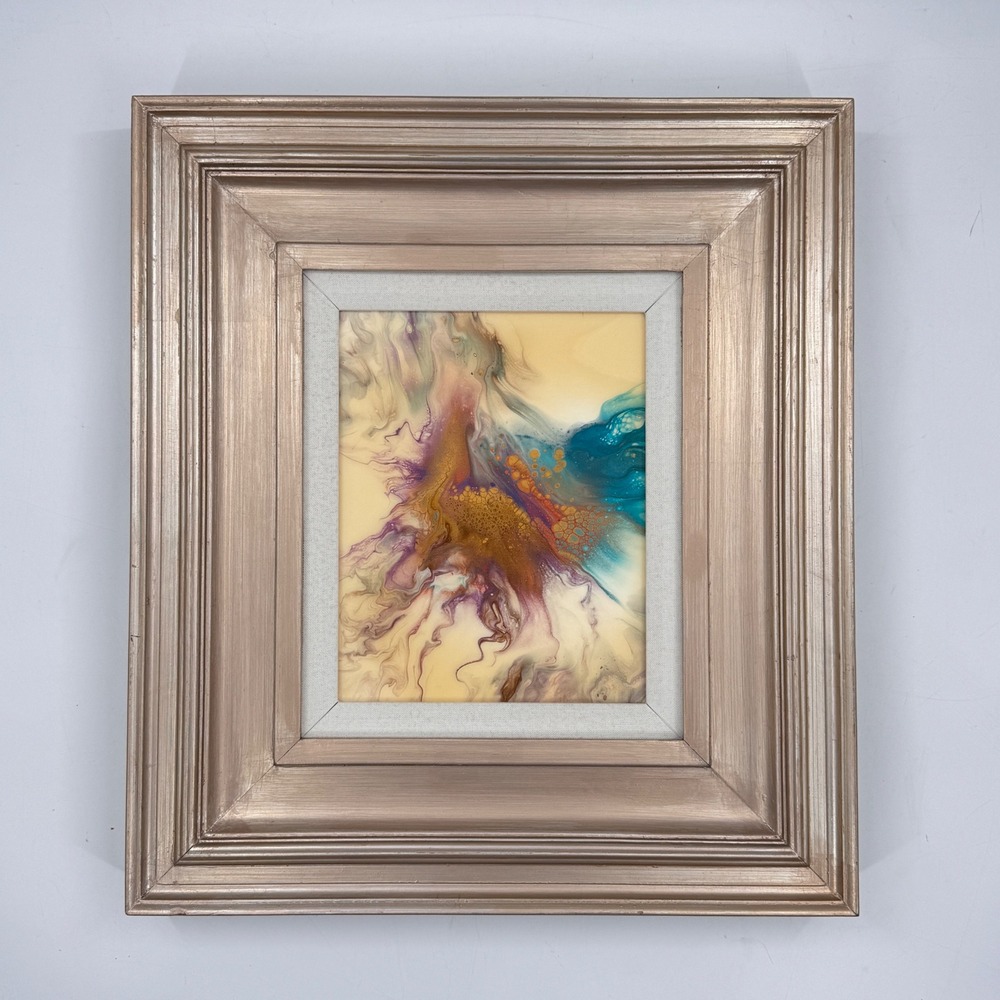 Original Abstract Fluid Art Painting Signed Framed Contemporary Art